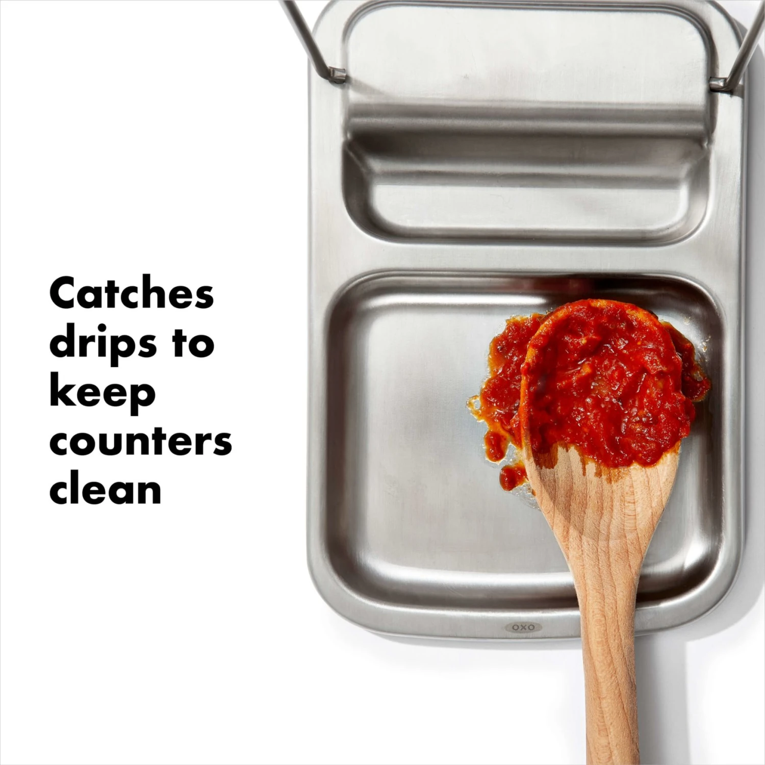 Stainless Steel Spoon Rest With Lid Holder Stainless Steel Spoon Rest With Lid Holder -OXO Kitchen Essentials 13311700 8a 1