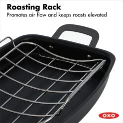 OXO Obsidian Carbon Steel Roaster With Rack -OXO Kitchen Essentials cc005106 001 5