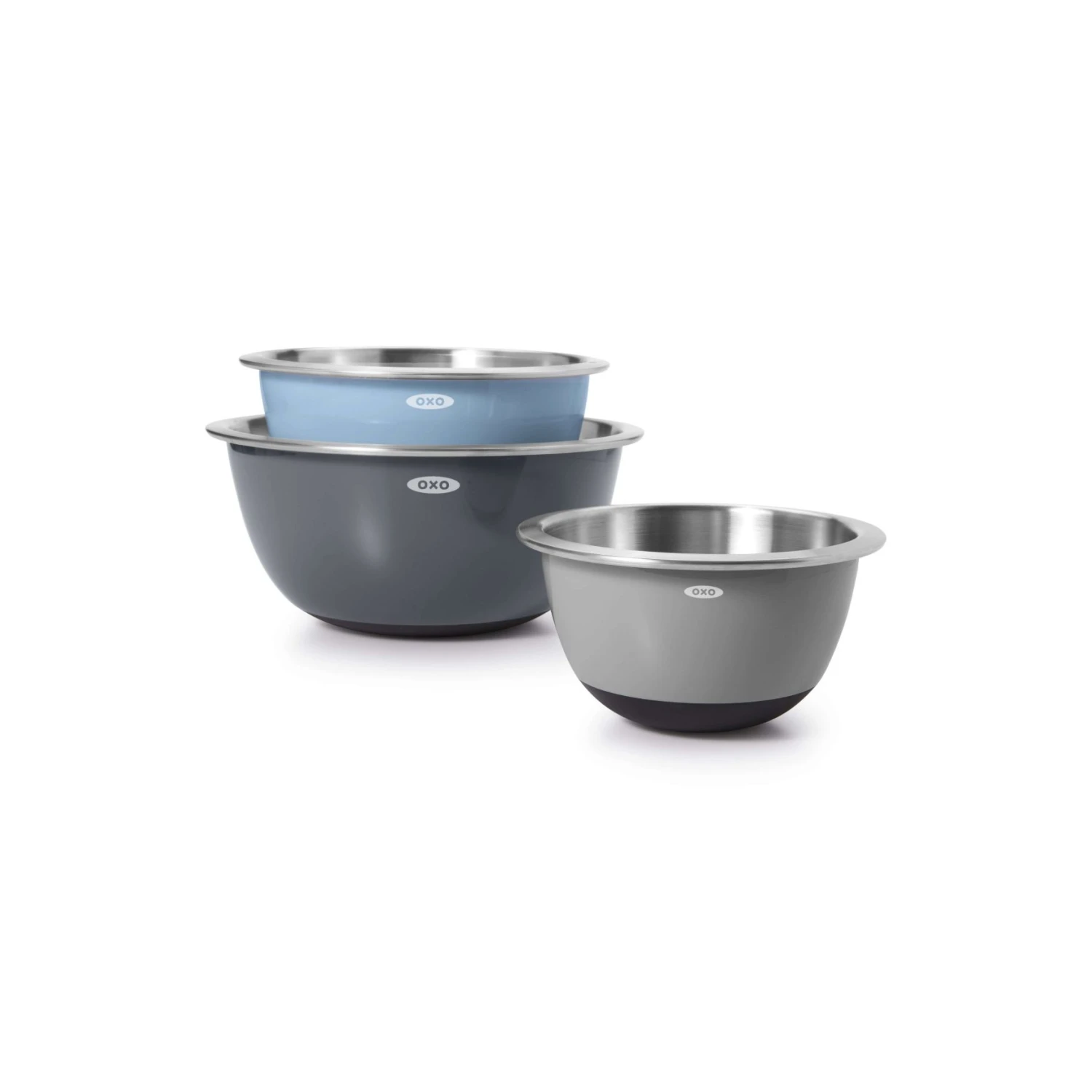 3-Piece Stainless Steel Mixing Bowl Set - Blue/Gray 3-Piece Stainless Steel Mixing Bowl Set - Blue/Gray -OXO Kitchen Essentials gg 11289200 1a 1 1