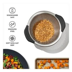 Stainless Steel 3 Qt./ 2.8L Colander 5 Stainless Steel 3 Qt./ 2.8L Colander -OXO Kitchen Essentials gg 11330800 stainlesssteelcolander3qt apdp 04
