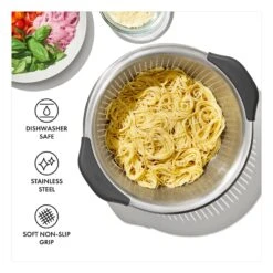 Stainless Steel 5 Qt./ 4.7 L Colander 5 Stainless Steel 5 Qt./ 4.7 L Colander -OXO Kitchen Essentials gg 11330900 stainless steel colander 5qt apdp 04