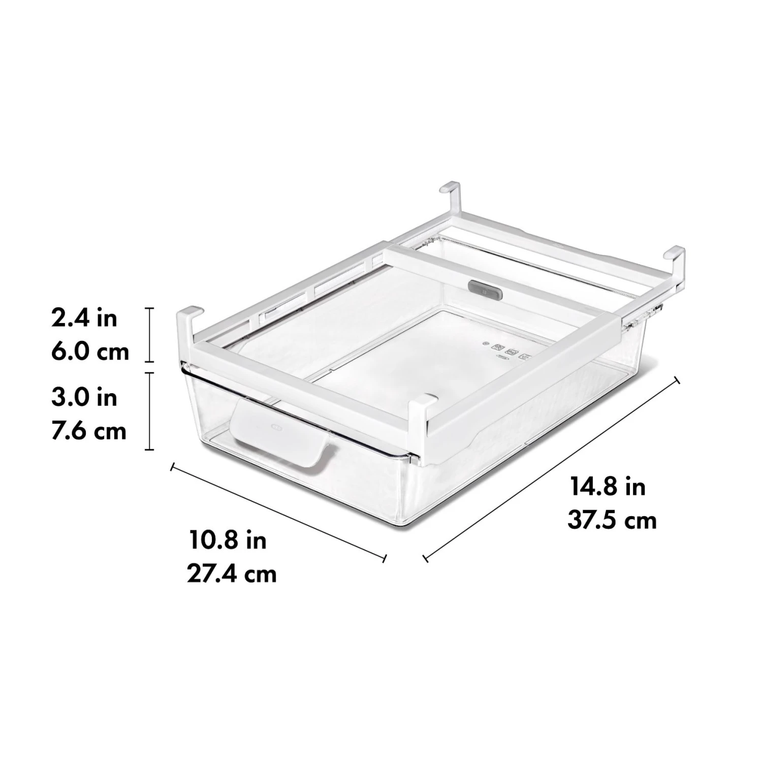 OXO Good Grips Refrigerator Undershelf Drawer 10 In OXO Good Grips Refrigerator Undershelf Drawer 10 In -OXO Kitchen Essentials gg 13346800 14inundershelfdrawer apdp 01 dim