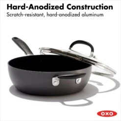 Non-Stick 3-Quart Chef's Pan With Lid And Helper Handles 4 Non-Stick 3-Quart Chef's Pan With Lid And Helper Handles -OXO Kitchen Essentials oxo 10incvdchef ha 1