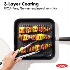 Non-Stick 11-Inch Grill Pan 2 Non-Stick 11-Inch Grill Pan -OXO Kitchen Essentials oxo 11insqugrill nonstick 1
